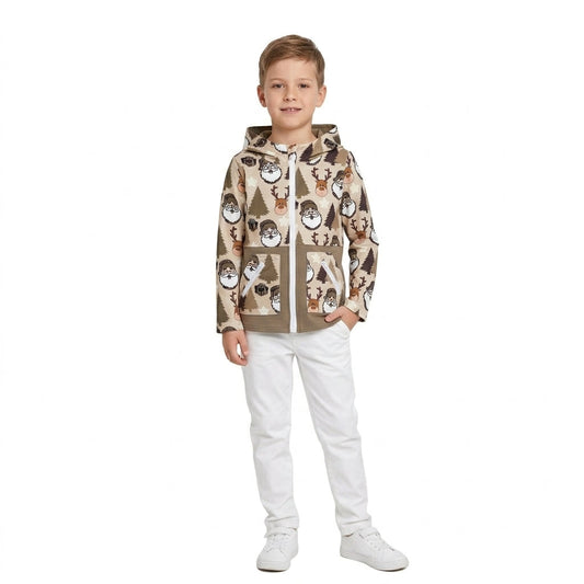BT1328 Christmas Forest Santa Hoodie Kids Coat