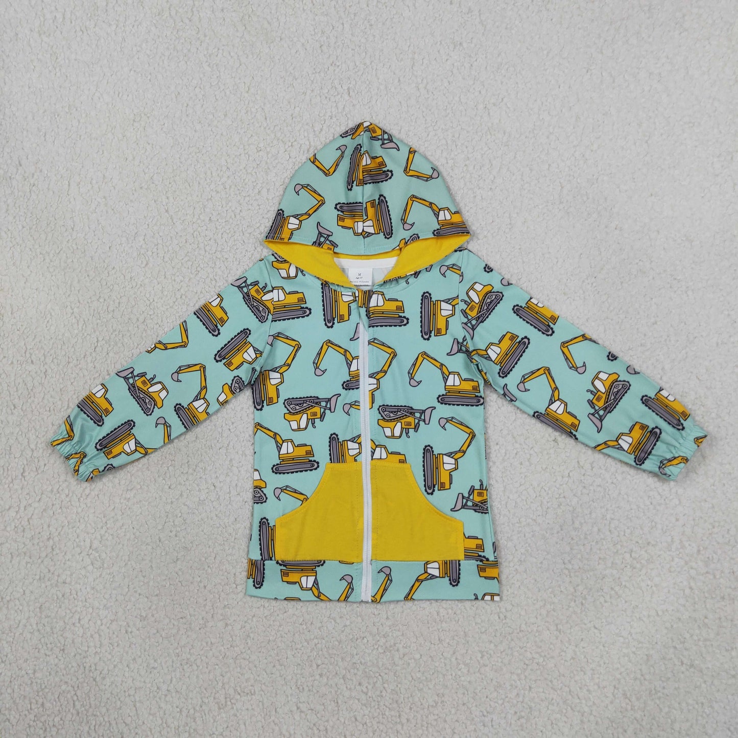 BT1378 Excavator Truck Hoodie Kids Zipper Coat