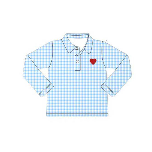 pre -order Valentine Blue plaid boy shirt BT1386