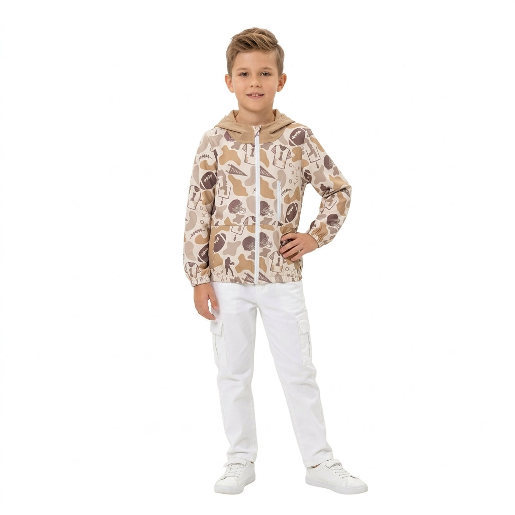 BT1570 Football Camo Hoodie Kids Girls Coat