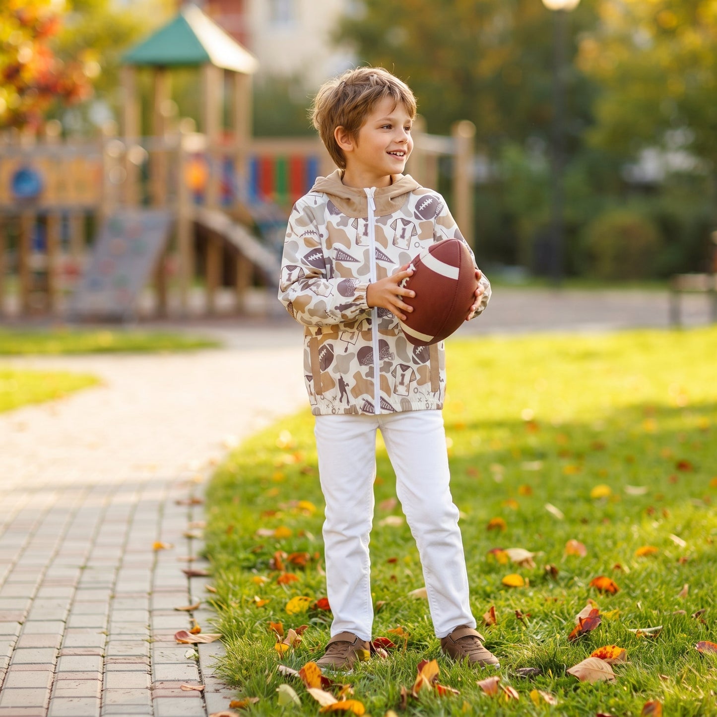 BT1570 Football Camo Hoodie Kids Girls Coat