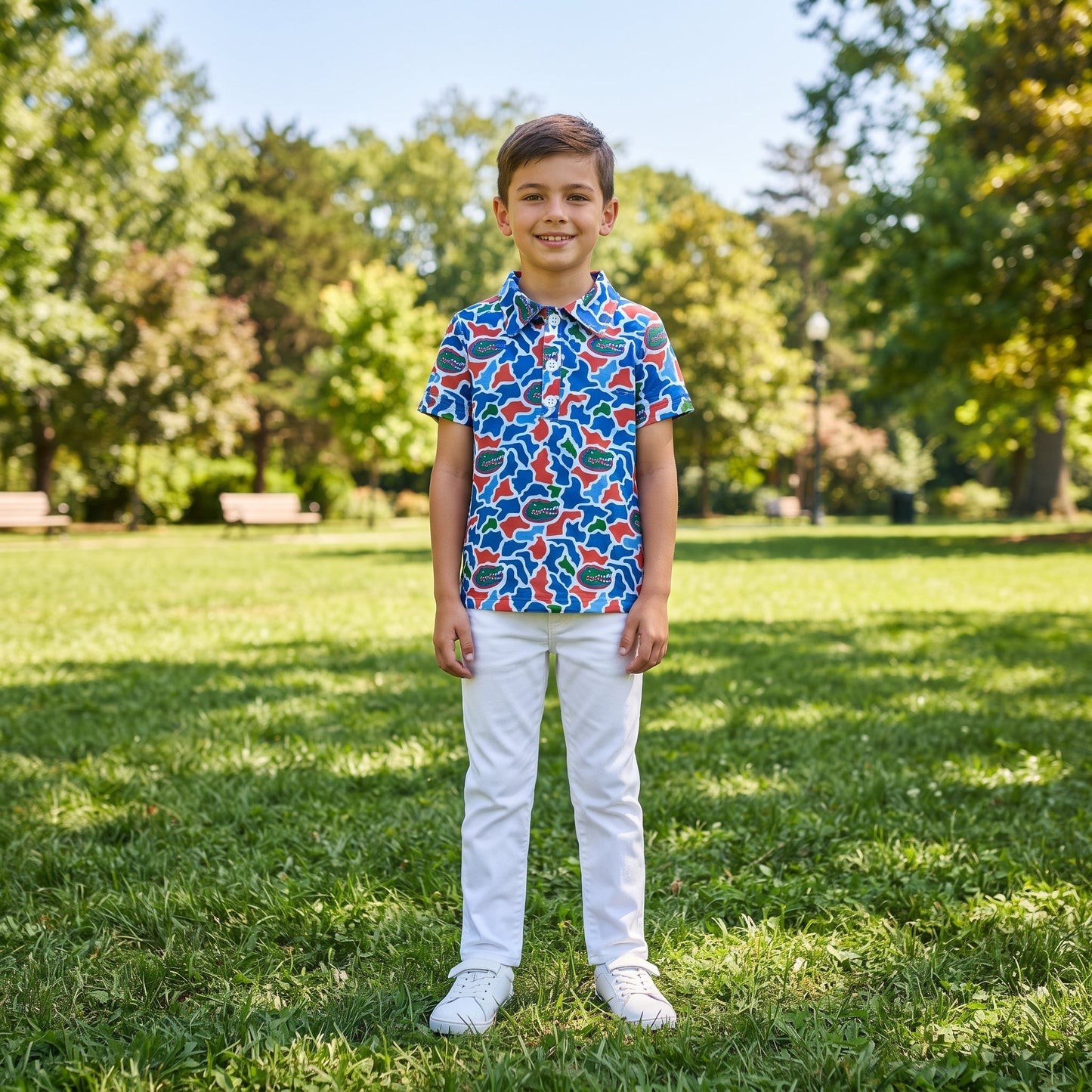 BT1695 Mascot School Team Camo Kids Boys Polo Shirt Top