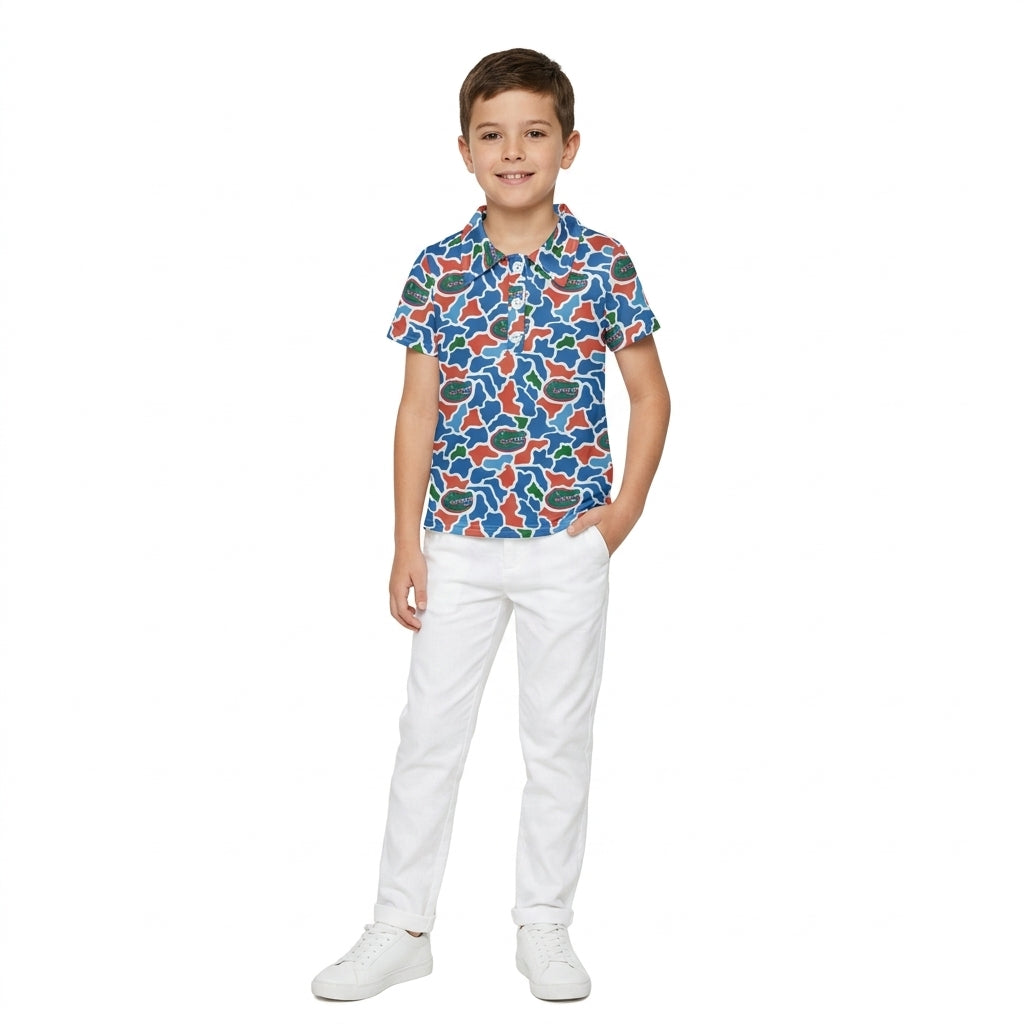 BT1695 Mascot School Team Camo Kids Boys Polo Shirt Top