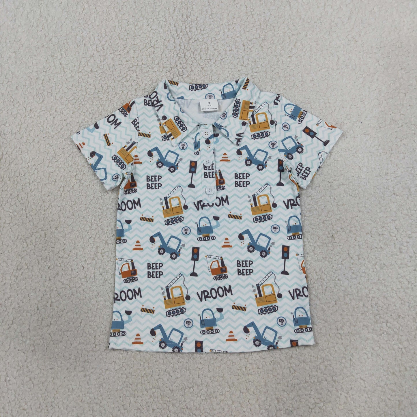 BT1793 VROOM Excavator Kids Boys Polo Shirt Top