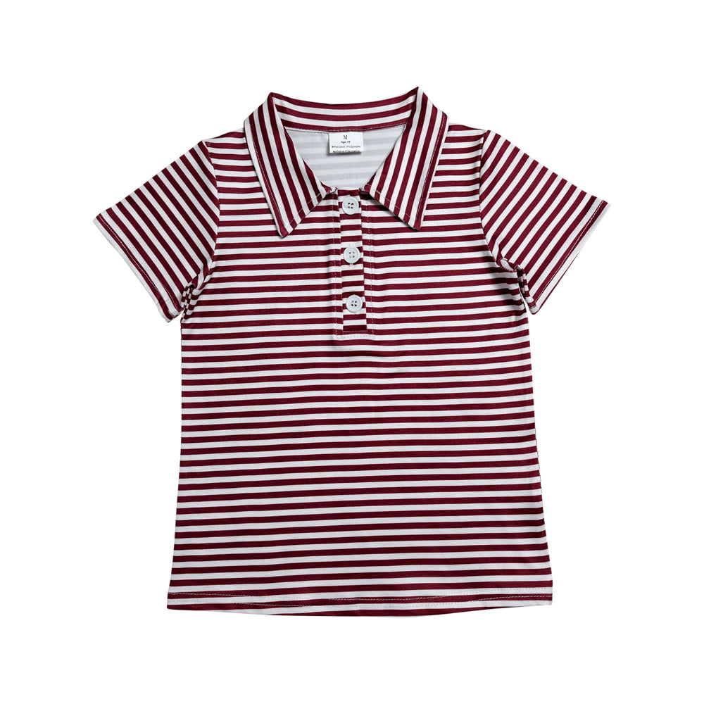 Red Stripe with Button short sleeve Shirt BT1833
