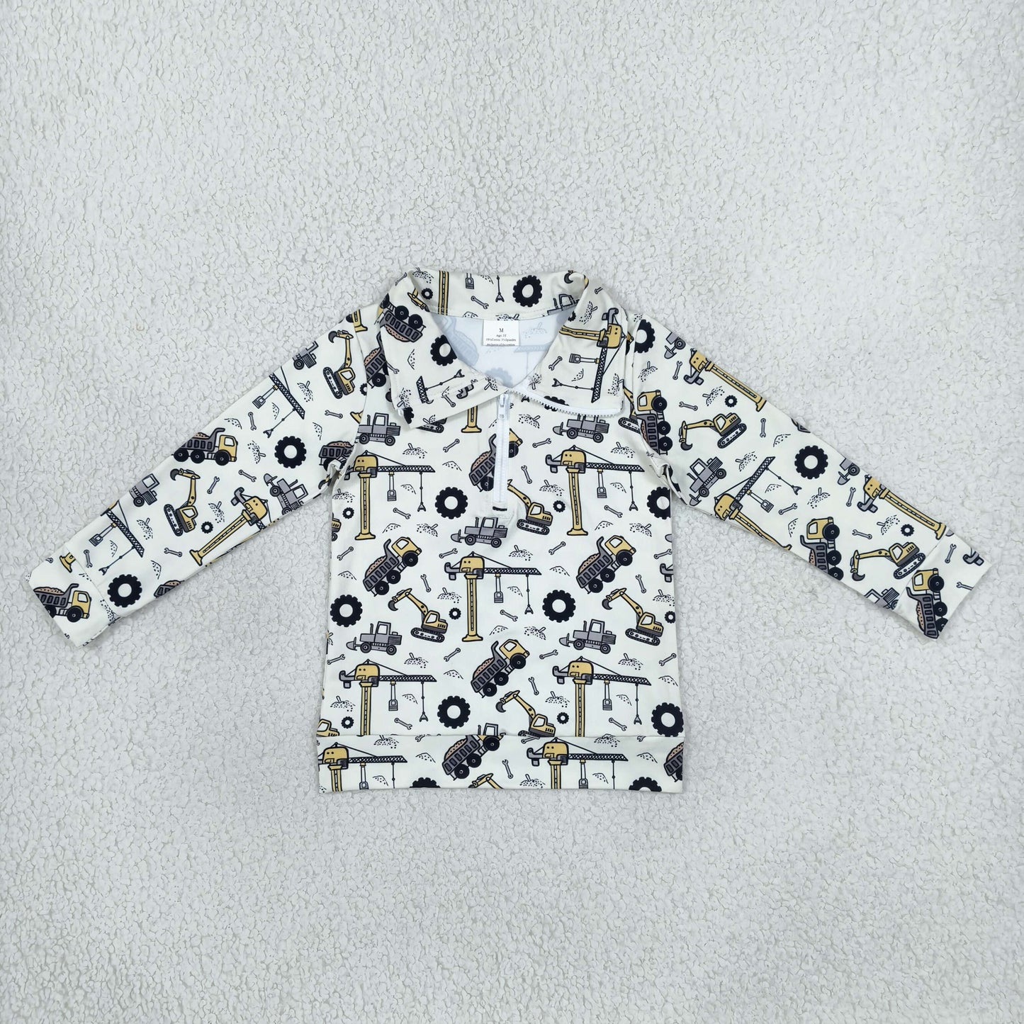 BT1835 Truck Car Print Kids Boys Zipper Pullover