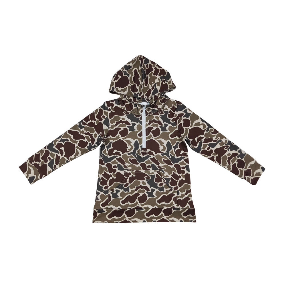 brown Camo print Long Sleeve Hoodies BT1854