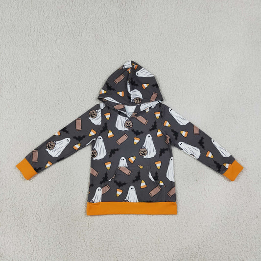 BT1843 Halloween Candy Bats Kids Boys Hoodie Pullover