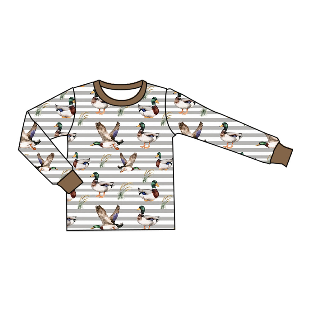 Preorder MOQ 5 pcs Each Clothes BLP1609 Mallard Ducks Print Boys Pajamas Outfits