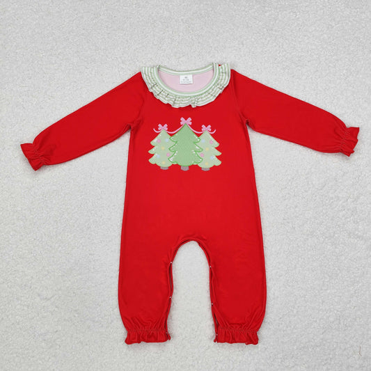 Christmas Red tree Ruffle baby romper