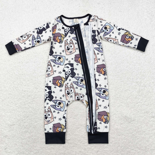 Cartoon Dog Print Baby Romper With zipper