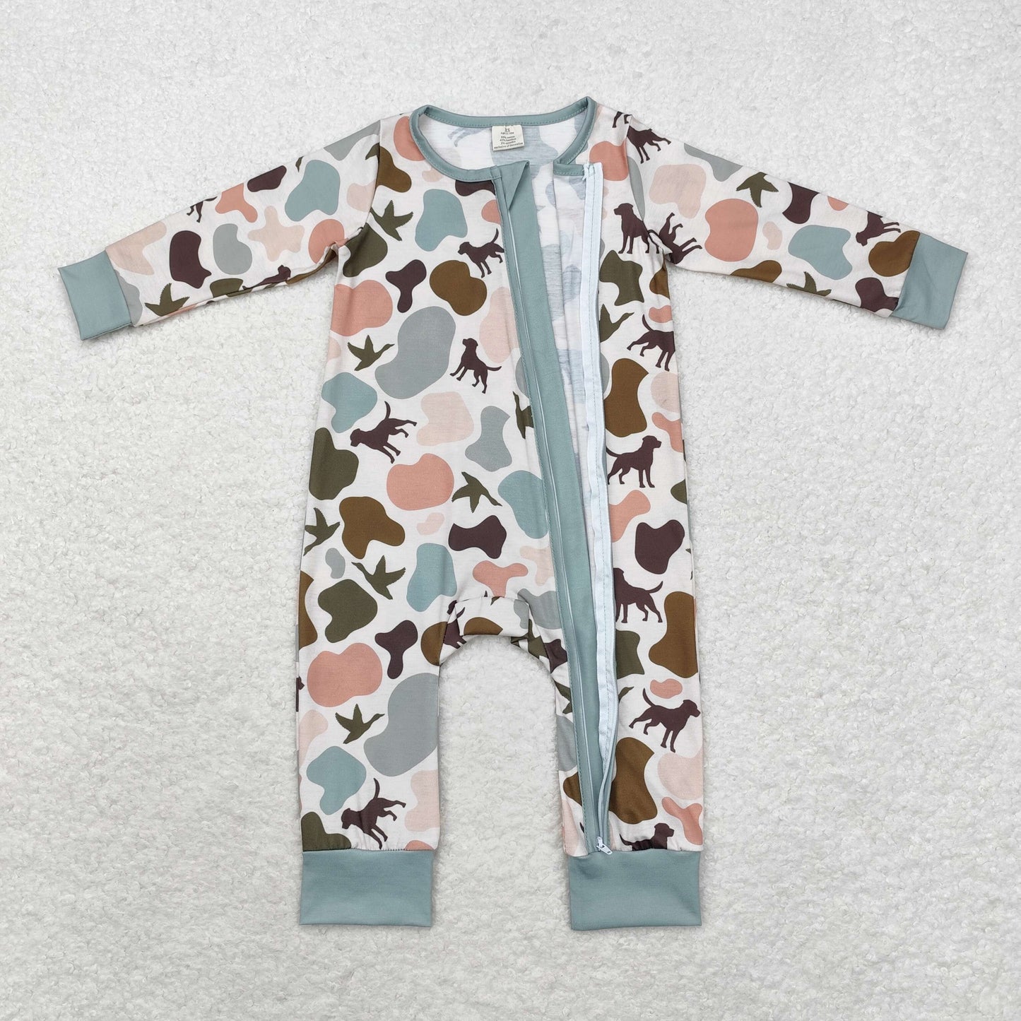 Cartoon Dog Print Baby Romper With zipper