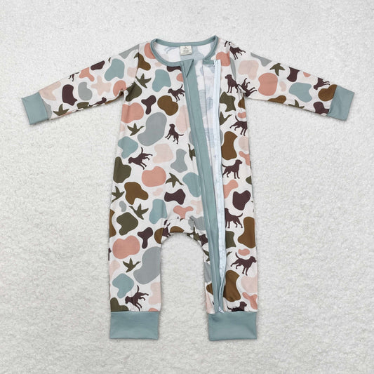 Cartoon Dog Print Baby Romper With zipper