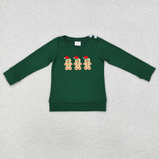 Christmas Green Gingerbread Embroidery top