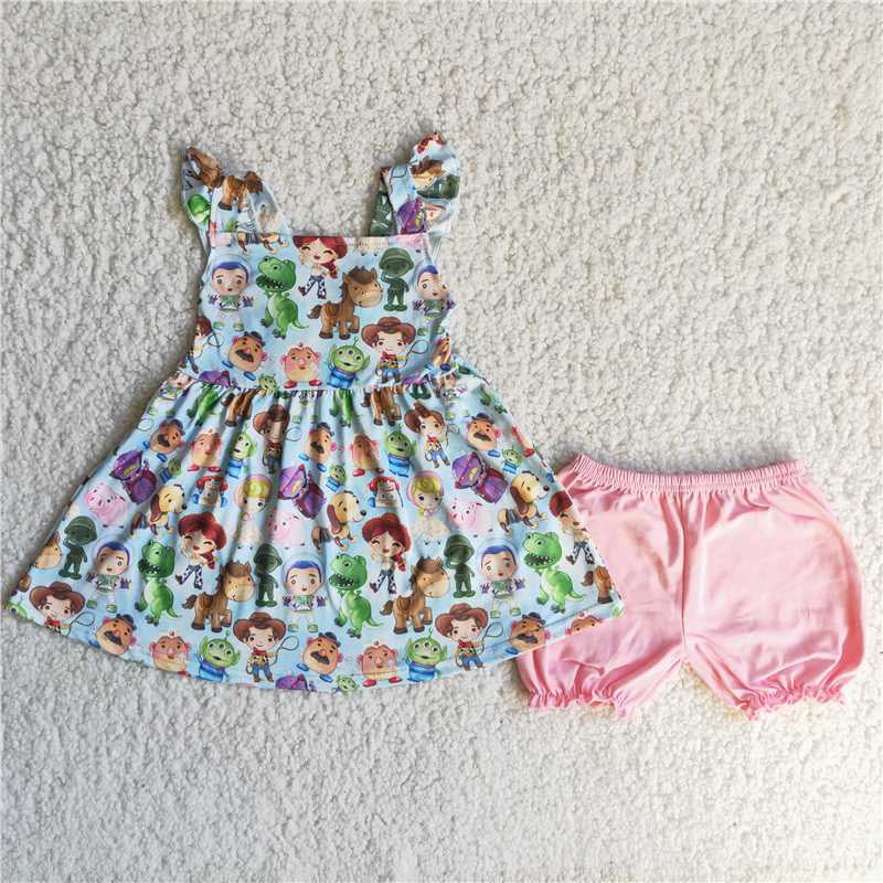 Pink Cartoon Girl's Summer Set