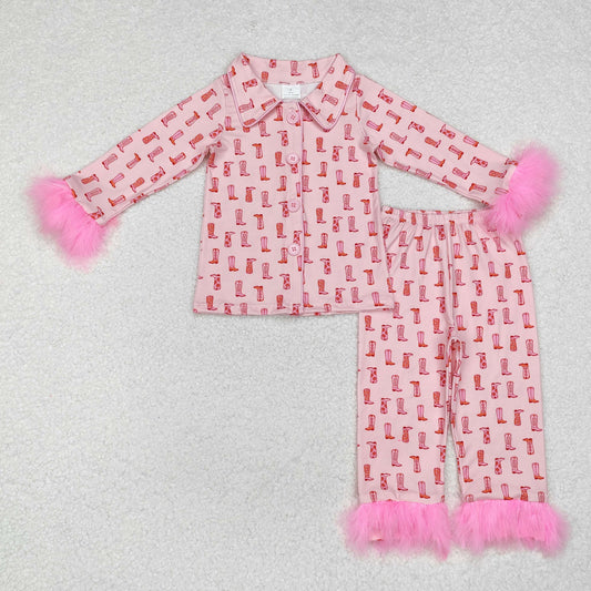 Pink boots With Button Girls Pajamas