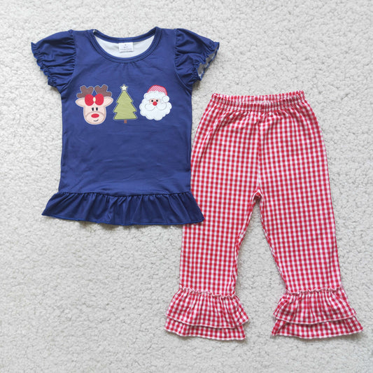 Christmas Blue Santa Girls Set