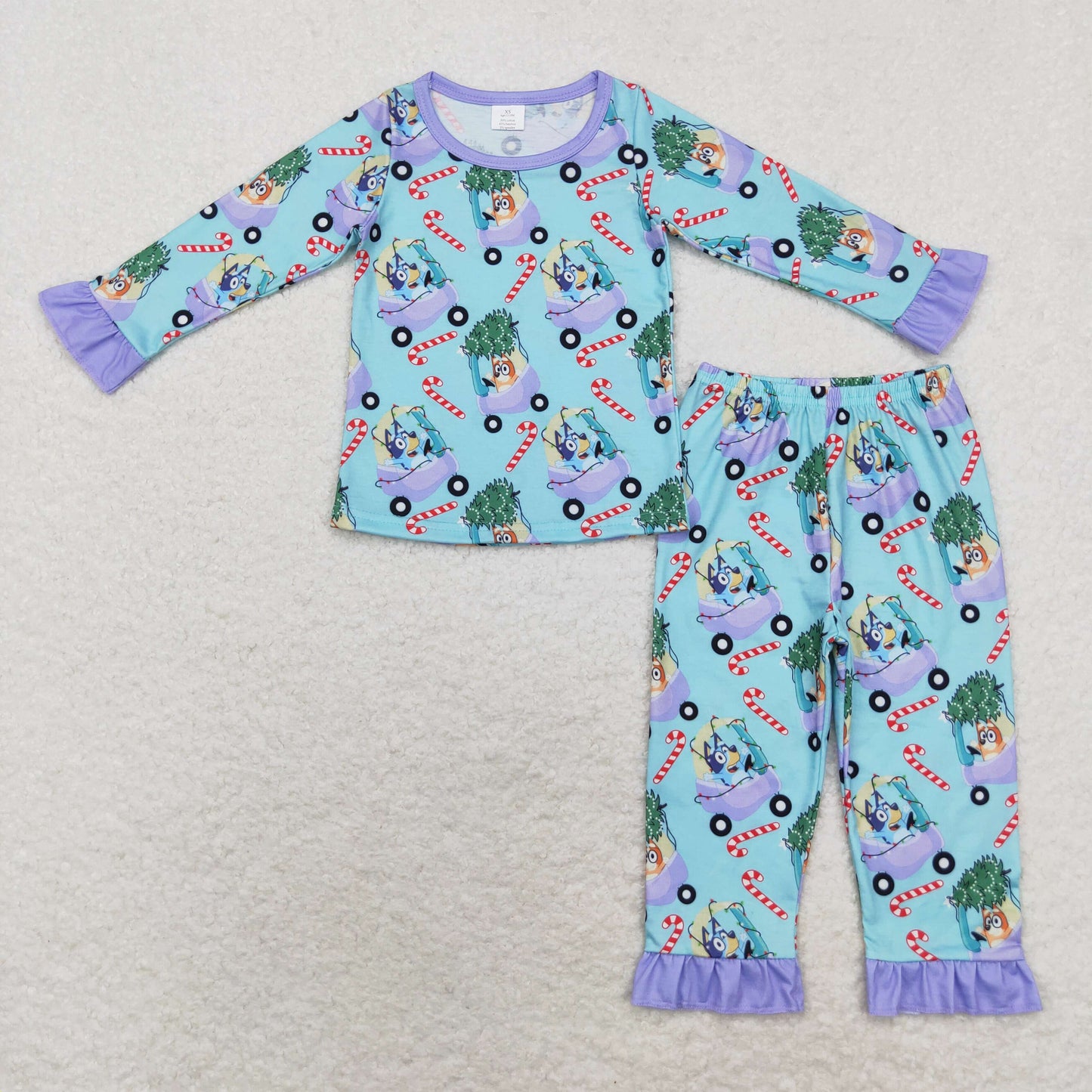 Christmas Blue Candy Long Sleeve Pajamas