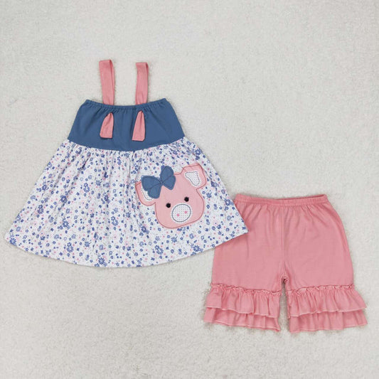 Flowers pig print Summer Girls Set