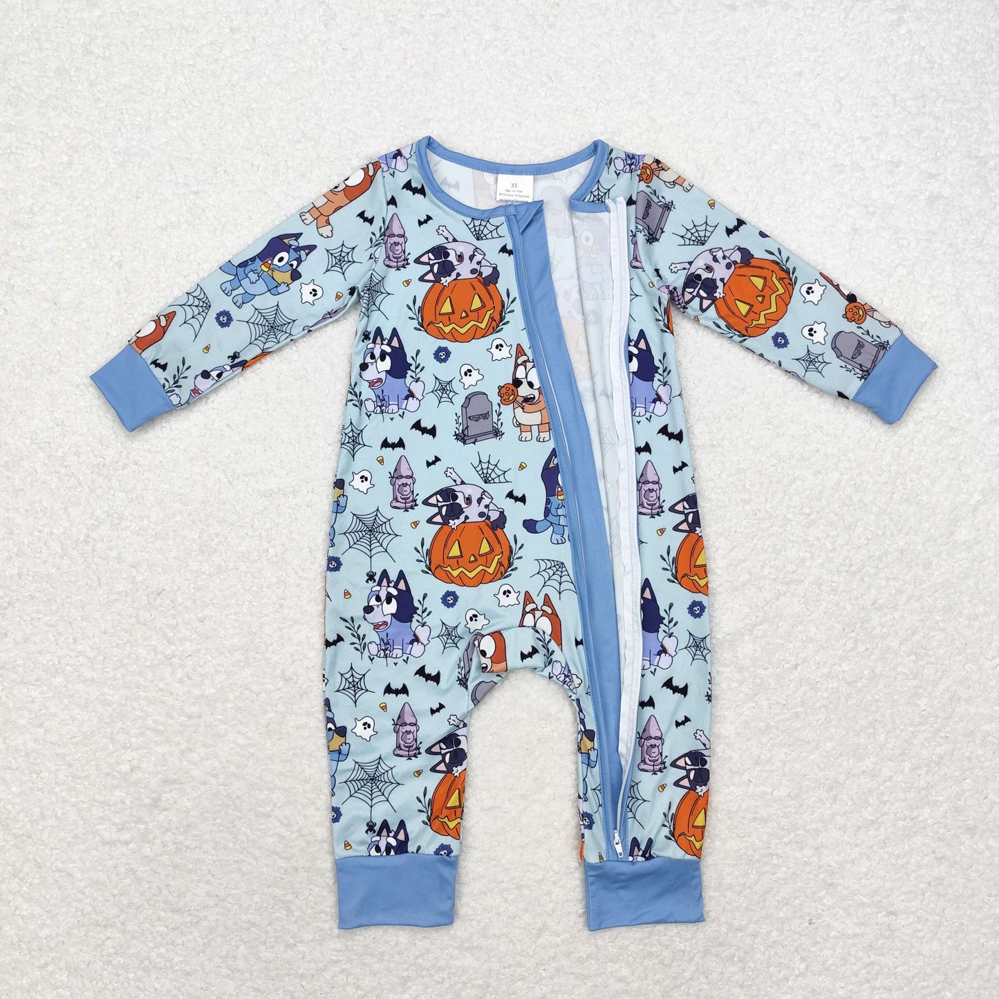 Halloween pumpkin Baby Romper With zipper