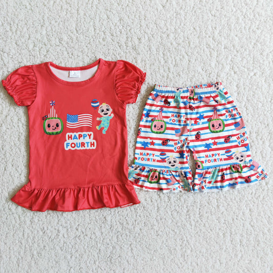 July 4 red cartoon summer set