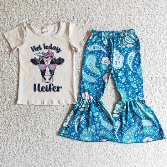 Cow print  short sleeve girls Set E4-19