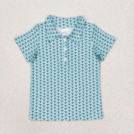 Blue With Button Boy Shirt