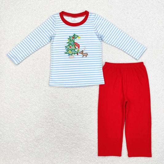 Christmas Tree embroidery Pants Boy Outfit