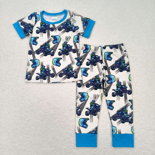 Blue cartoon Short Sleeve Long Pants Pajamas