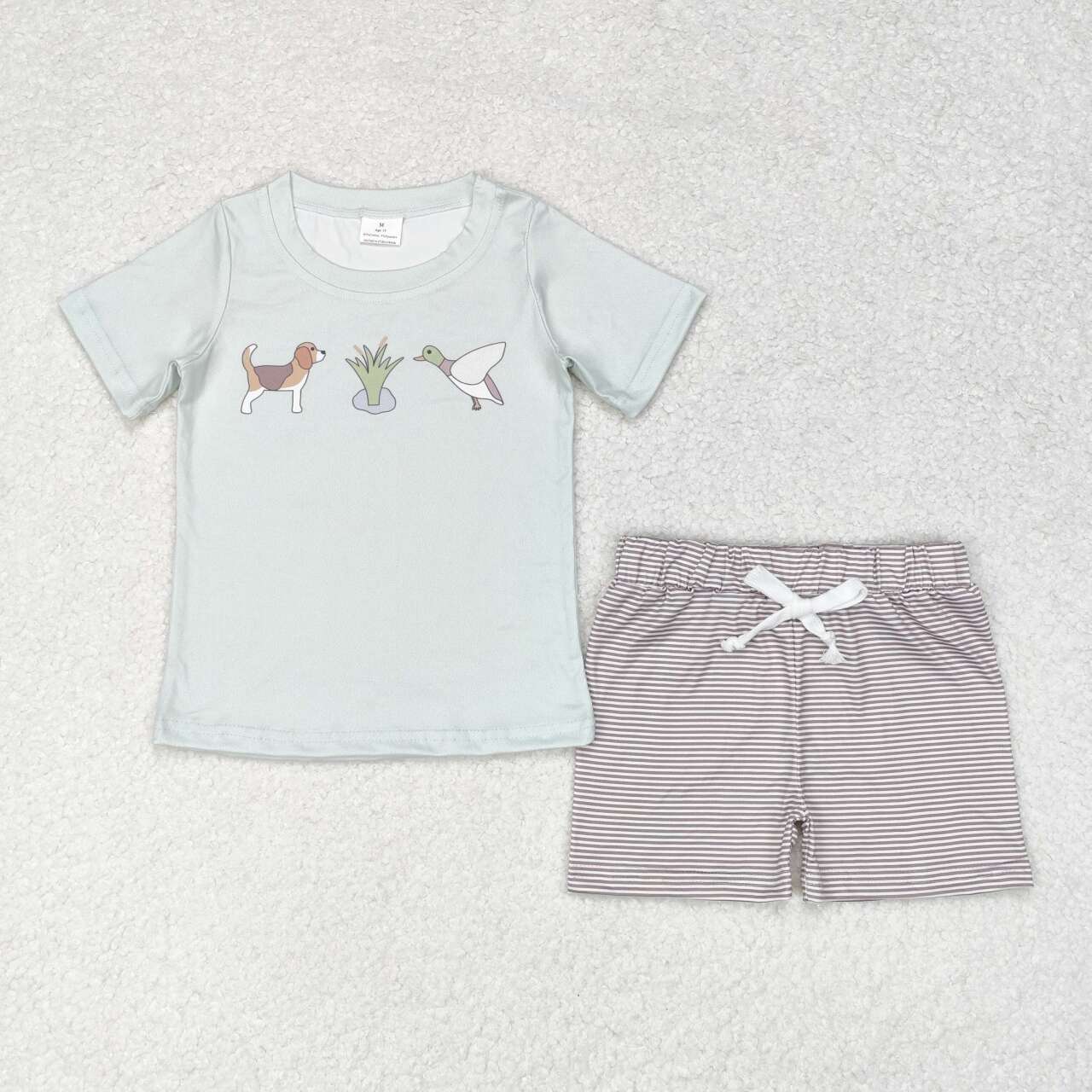 Duck print short sleeve boy set