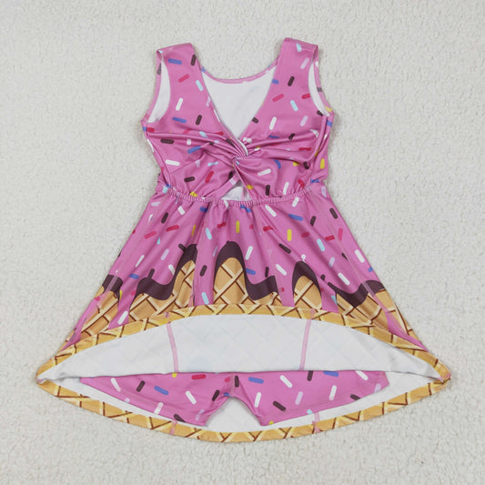 Blue candy sprinkle print yoga sleeveless print girl dress