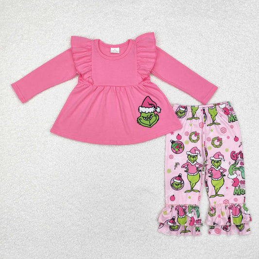 Christmas Pink cartoon Print Girls Set