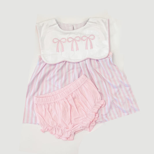 pre-order Pink bows sleeveless  Bummies Set GBO0476