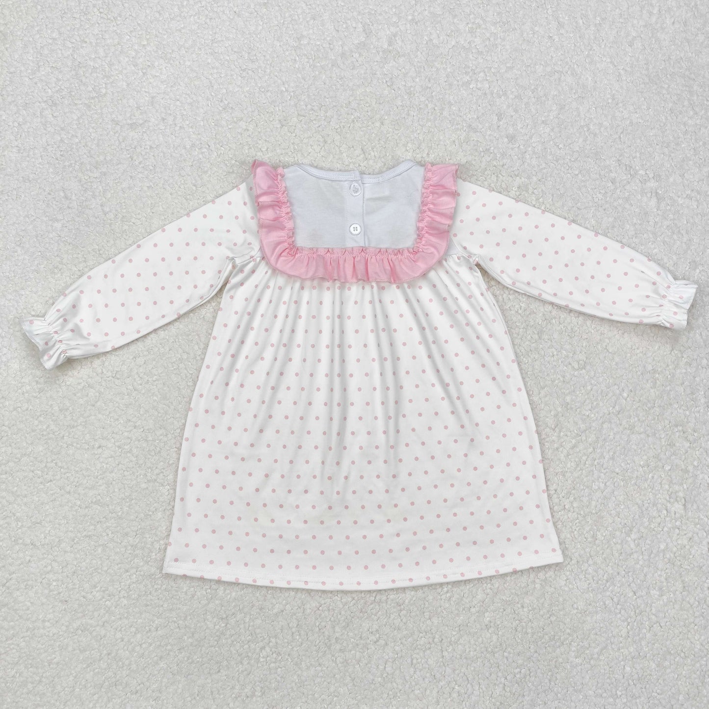 Pink polka embroidery Girls pink dress