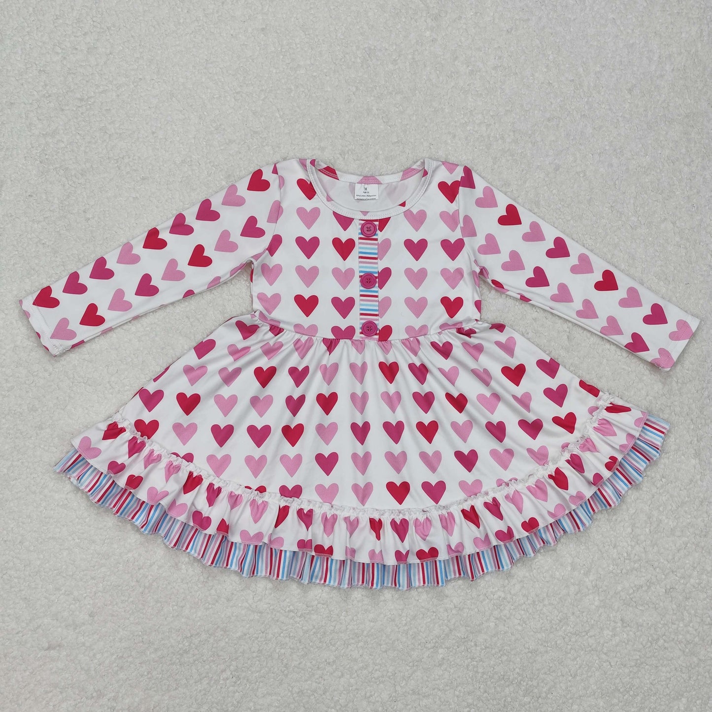 pink heart Print Girls lace dress