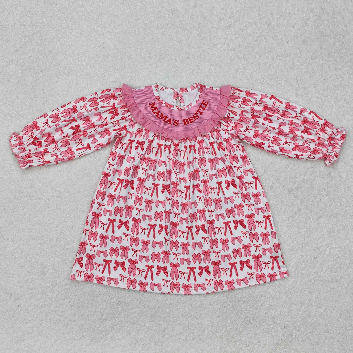 Pink bow embroidery mama's girl boutique girl dress