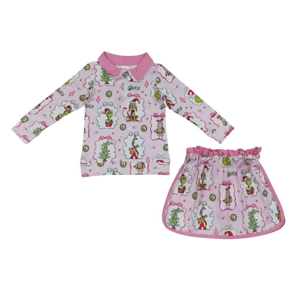 Christmas Long sleeve Girls Skort Outfits GLD1609