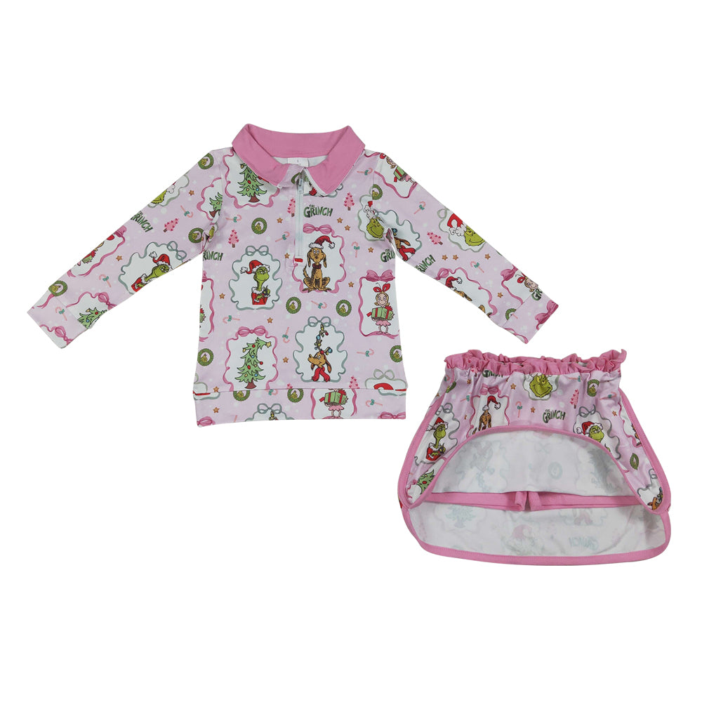 Christmas Long sleeve Girls Skort Outfits GLD1609