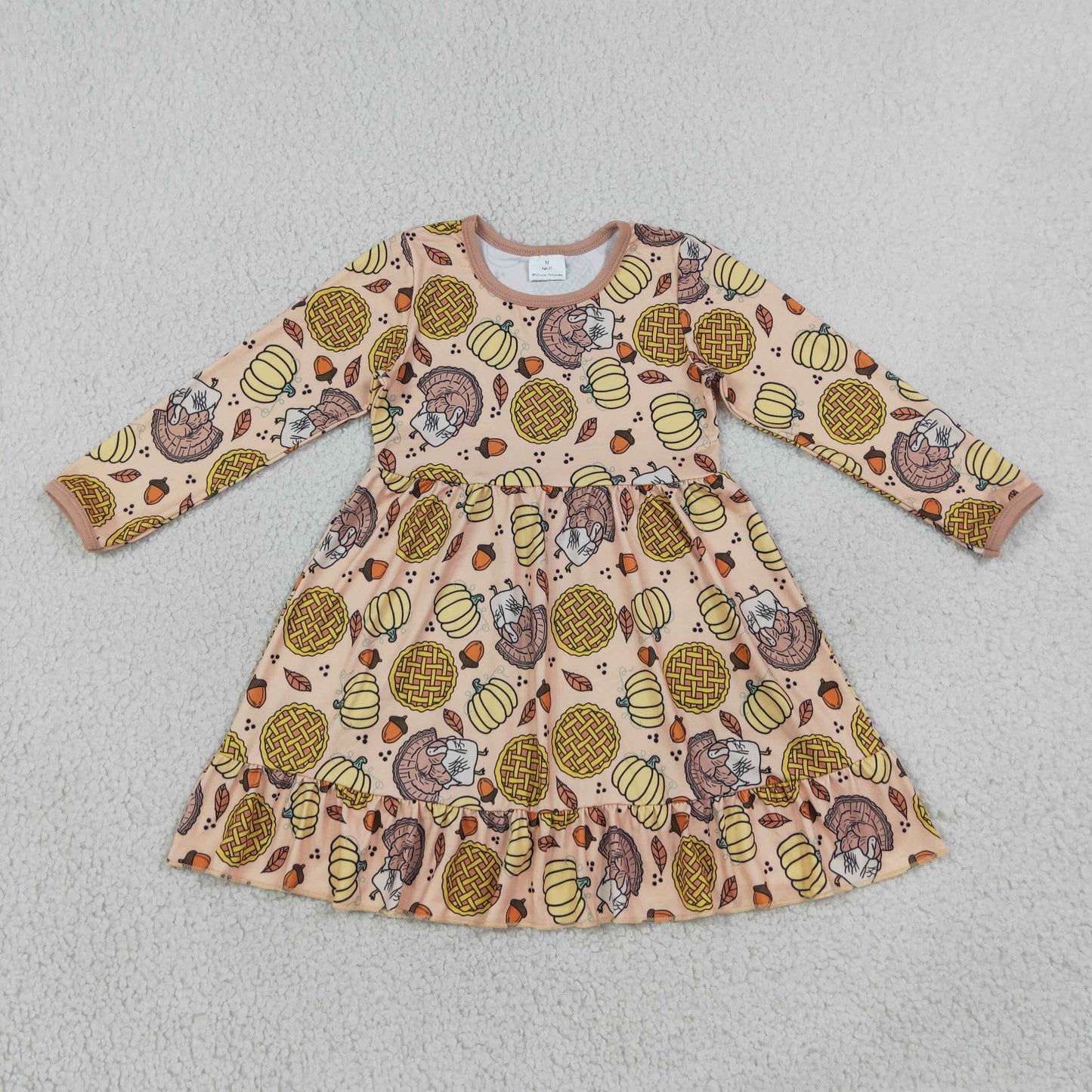 GLD1691 Thanksgiving Day Turkey Pumpkin Girl's Dress