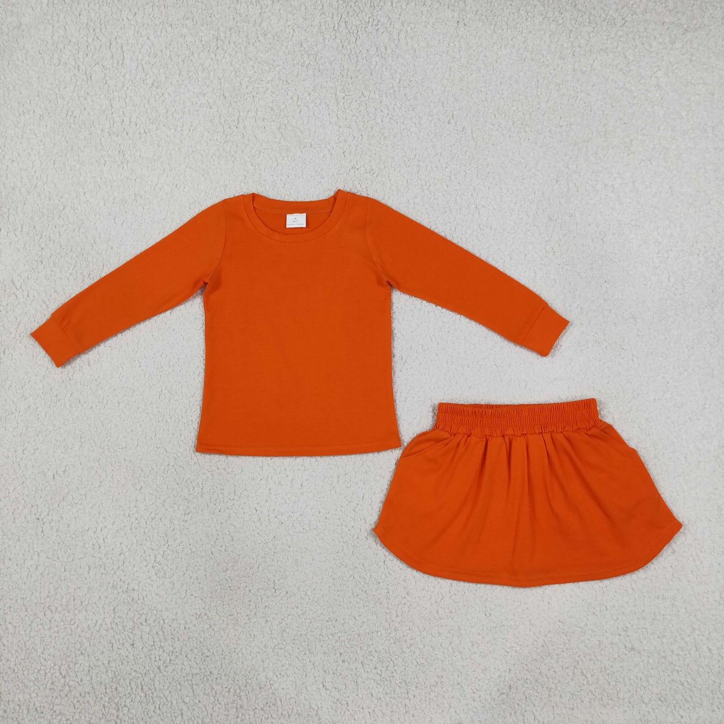 GLD1696 Solid Orange Girls Skorts Set