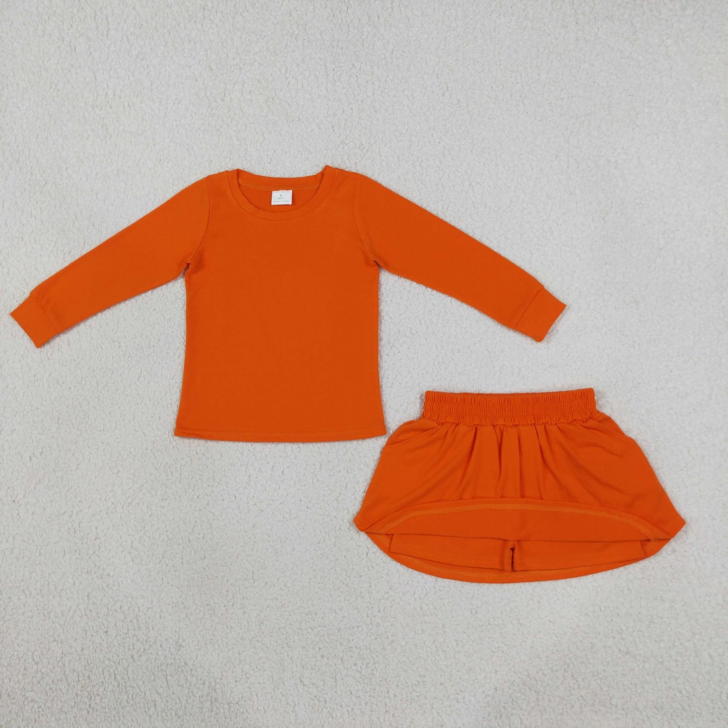 GLD1696 Solid Orange Girls Skorts Set