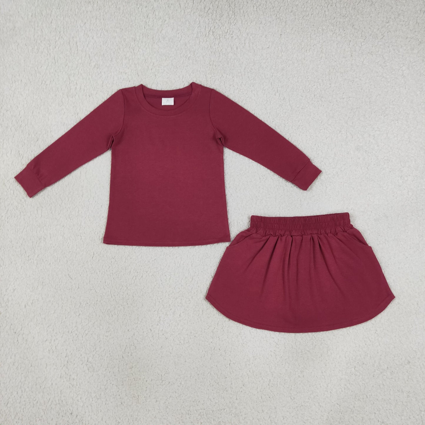 Solid Color Cotton Girls Skorts Sets Kids Sibling Matching Clothes