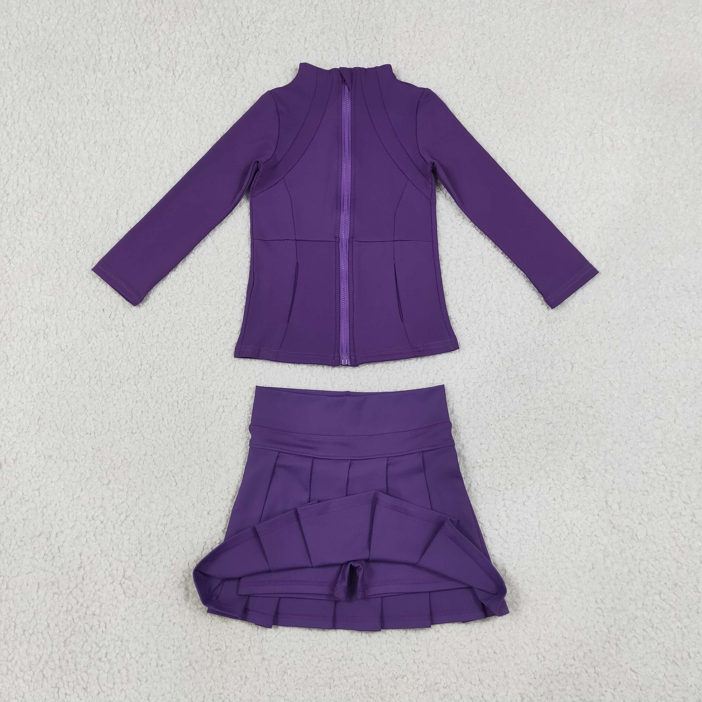 GLD1704 Purple Pleated Yoga Girls Skorts Set