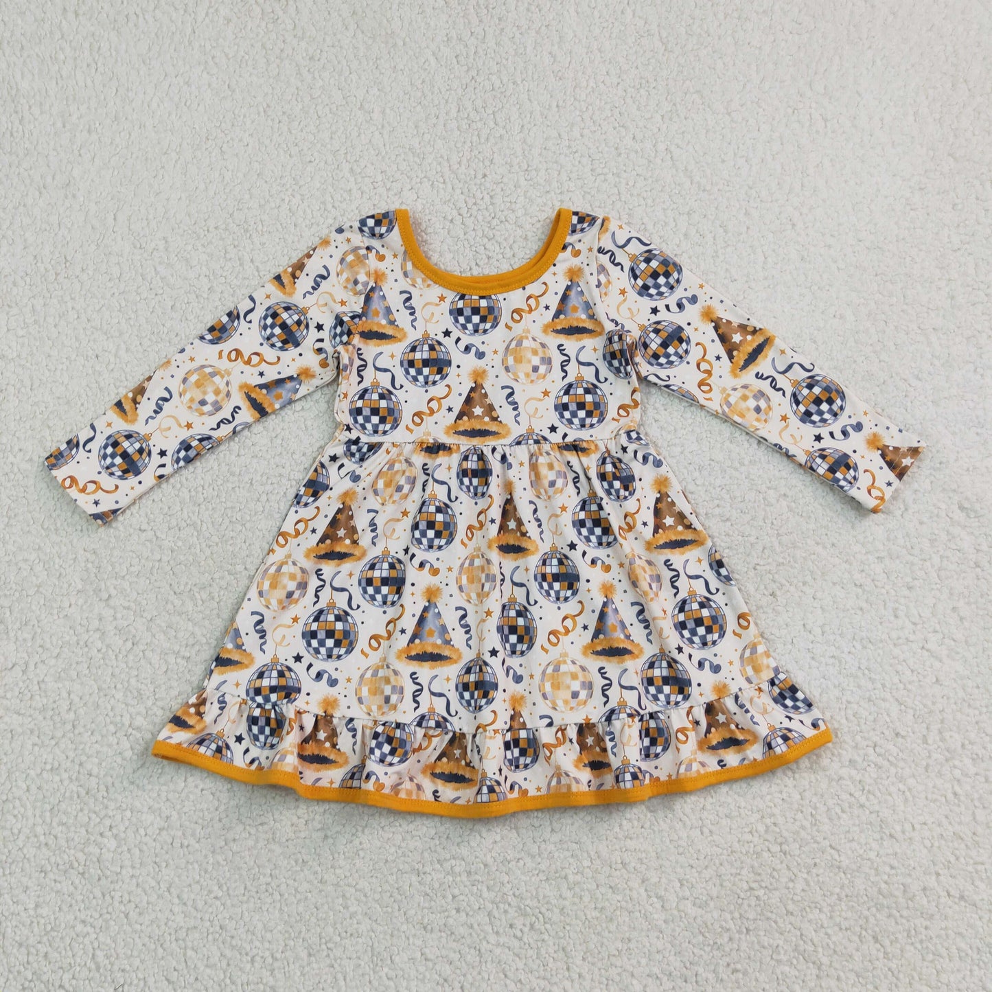 GLD1723 Happy New Year Gold Girl's Dress