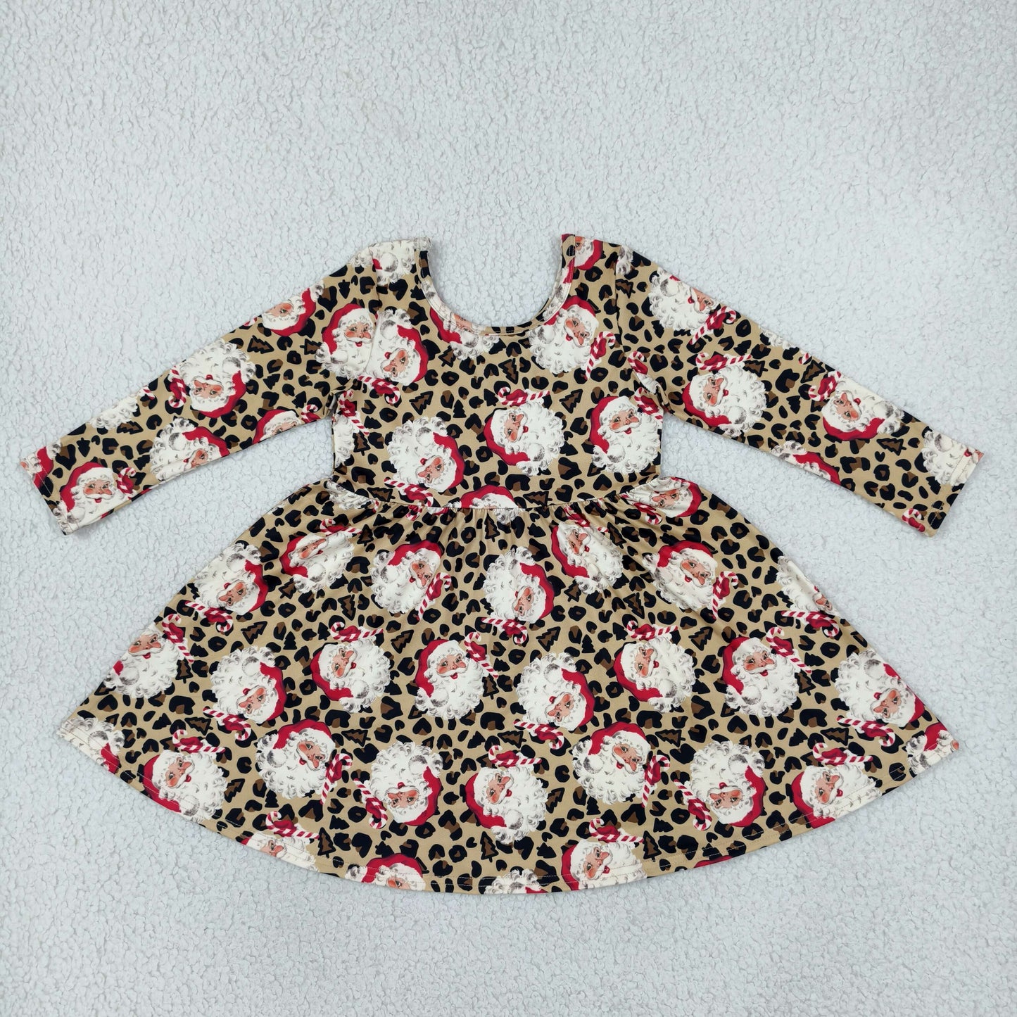 GLD1761 Christmas Santa Leopard Girl's Dress