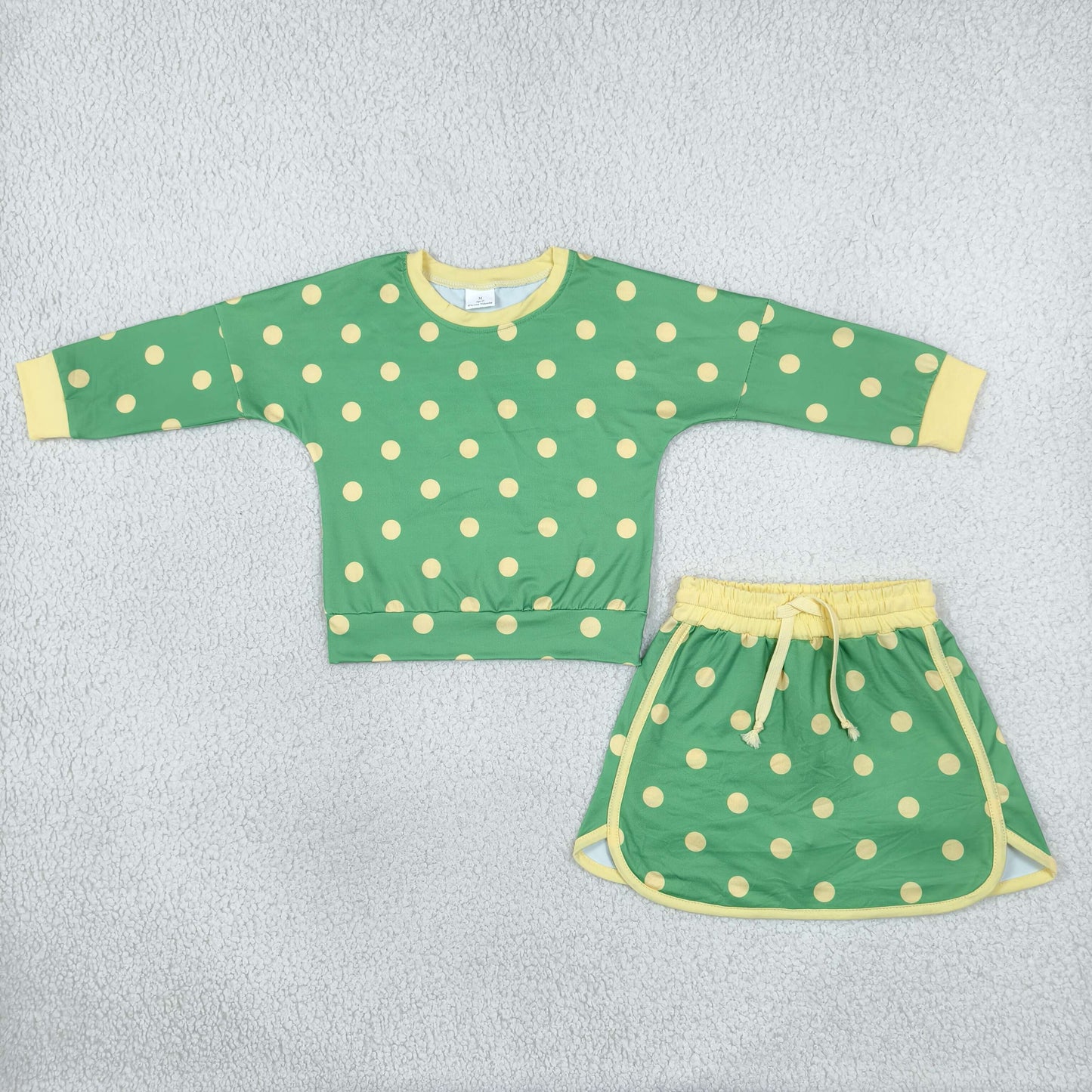 Solid Colorful Dots Girls Skorts Set Kids Sibling Matching Clothes