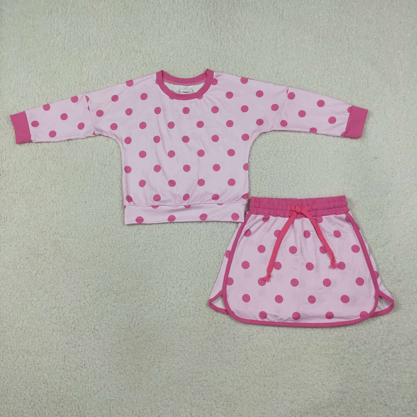Solid Colorful Dots Girls Skorts Set Kids Sibling Matching Clothes