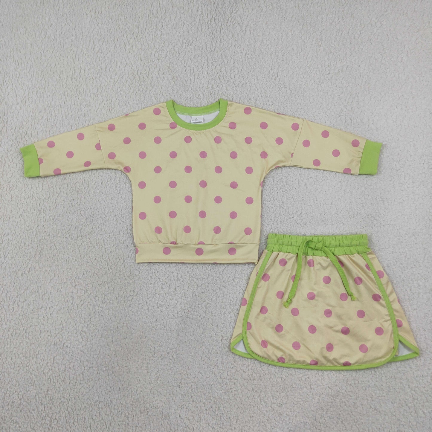 Solid Colorful Dots Girls Skorts Set Kids Sibling Matching Clothes