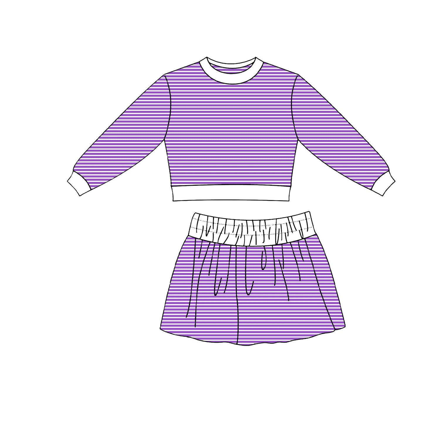 Preorder MOQ 5 pcs Each Style Solid Colorful Stripe Yoga Girls Skorts Set Kids Matching Clothes