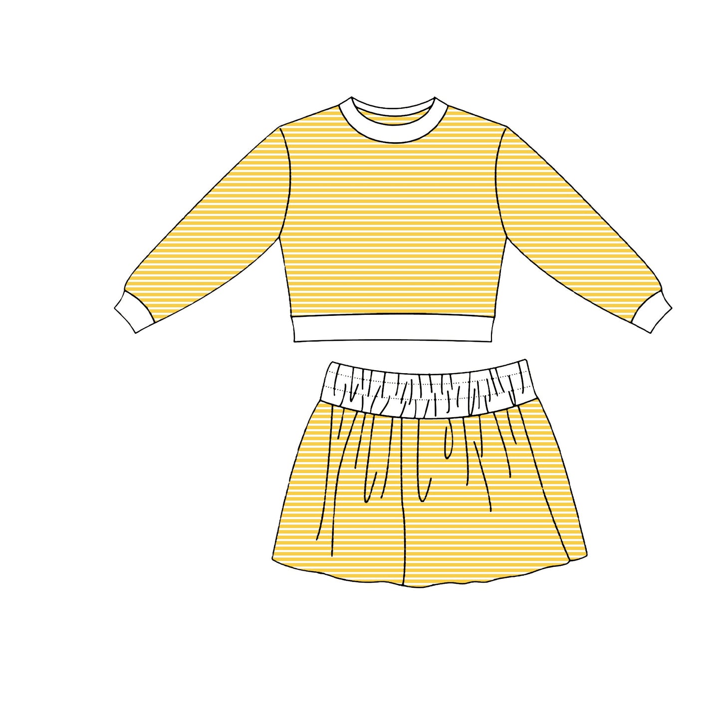 Preorder MOQ 5 pcs Each Style Solid Colorful Stripe Yoga Girls Skorts Set Kids Matching Clothes